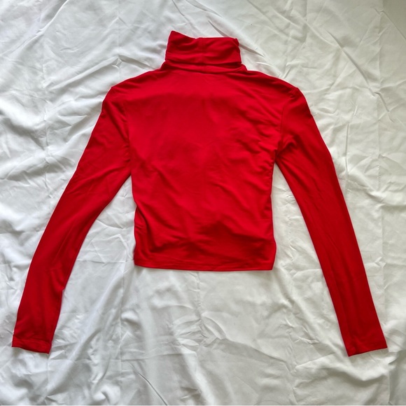 Red Turtleneck Crop Top - Picture 2 of 3